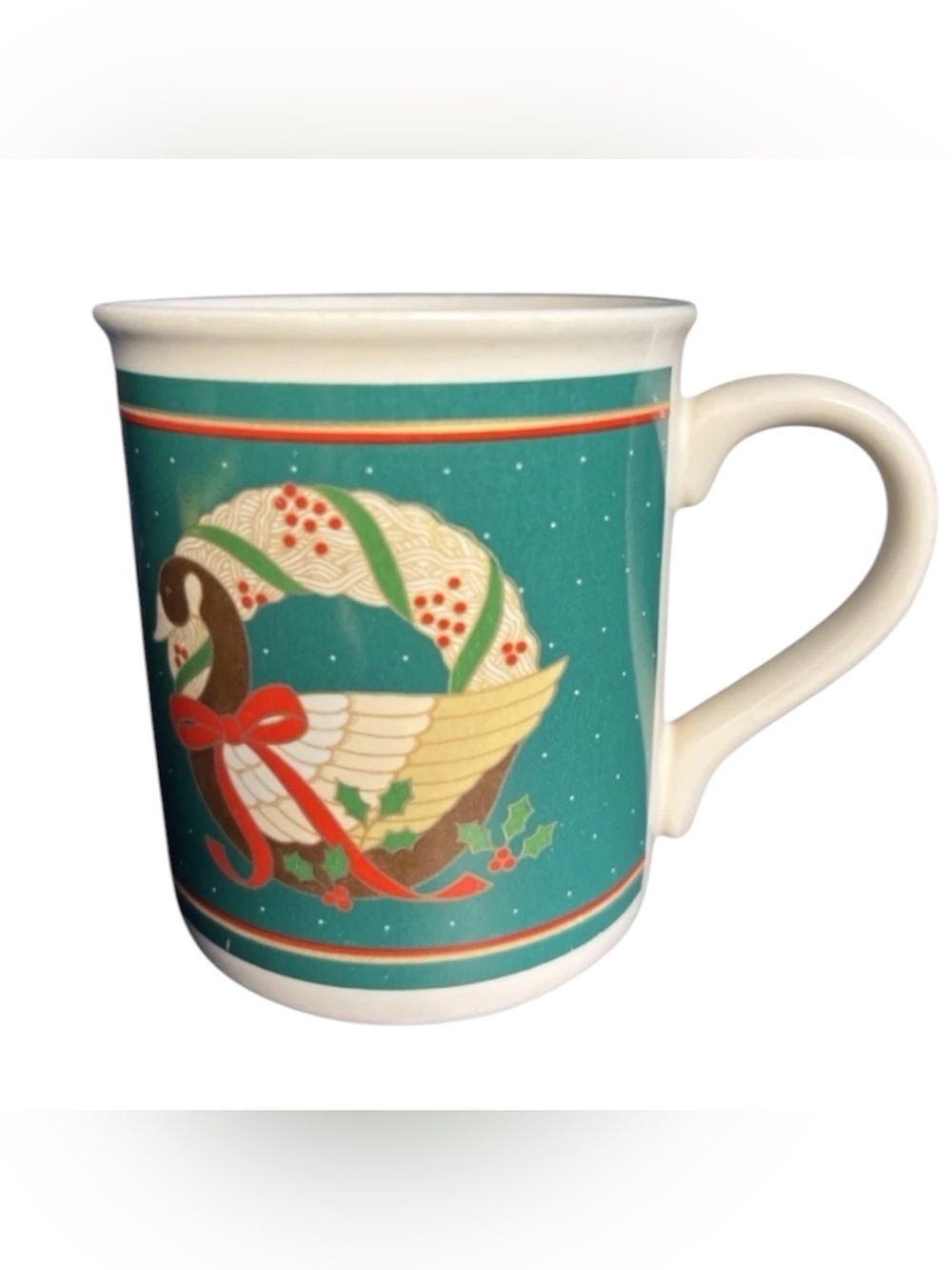 Hallmark Vintage Christmas Mug with Goose and wreath Festive